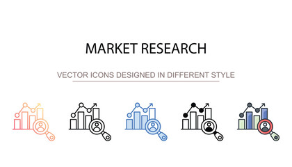 Market Research icon design with white background stock illustration
