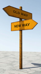 Life Change: Old Way vs. New Way, life change concept. Different thinking