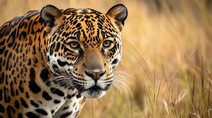 Obraz premium Jaguar portrait, Pantanal wetlands, Brazil, wildlife photography, nature documentary