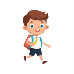 School Kid happily Going Their School Vector