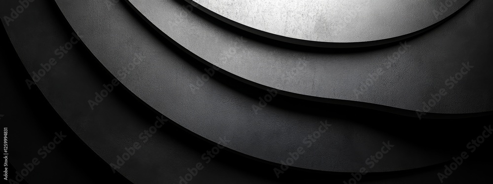 Poster minimalist black background with minimalist lines and curves. banner template with white space in th