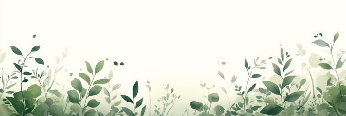 Obraz premium Watercolor Meadow Grasses, Gentle Pastel Tones on Light Grey Background, Minimalist Soft Texture