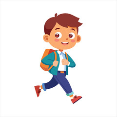 School Kid happily Going Their School Vector