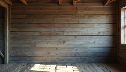 Empty rustic room in vintage style with muted brown colors representing simplicity with copy space