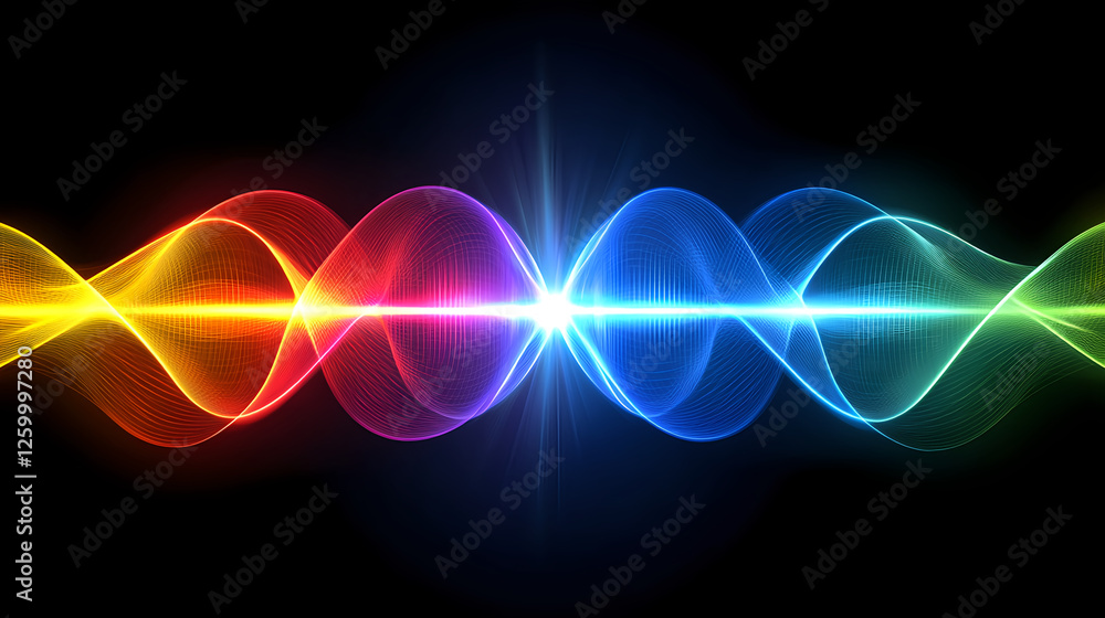 Poster dynamic sound waves visualization digital art colorful abstract background creative design futuristi