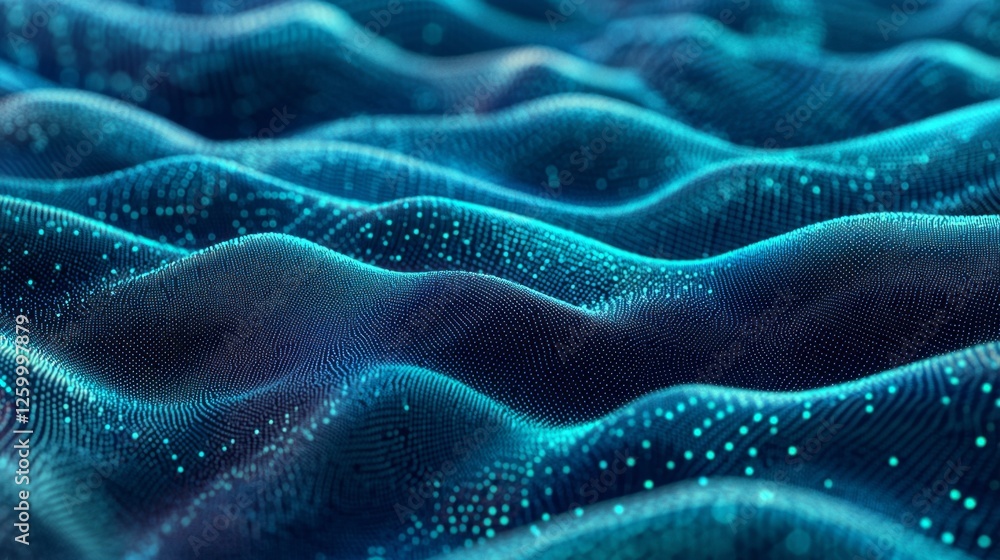 Poster A mesmerizing blend of blue and green hues ripples seamlessly, creating a tranquil and dynamic composition. Grainy texture adds depth, inviting exploration of color and form