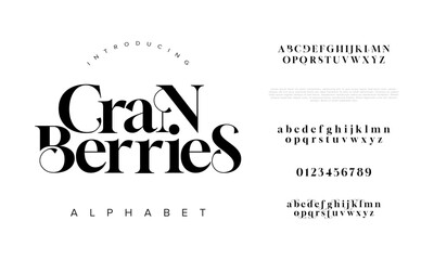 Fototapeta premium Cranberries typography beauty fashion elegant minimalist serif italic fonts decorative wedding vintage retro logos. Minimal luxury font alphabet logo. Vector illustration