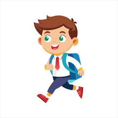 School Kid happily Going Their School Vector