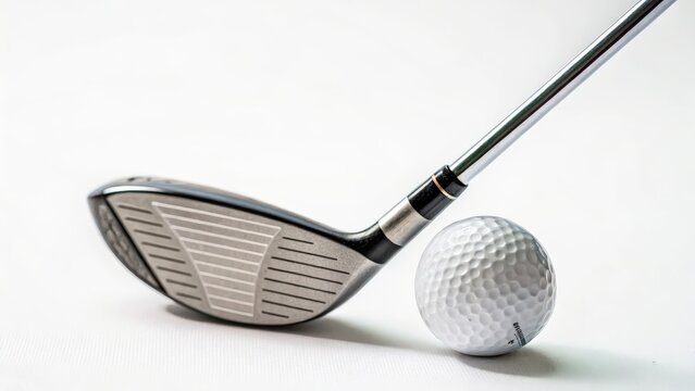 Golf Club and Ball on White Background