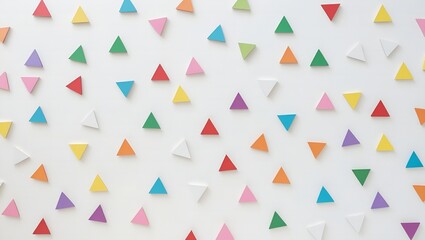 Multicolor geometric triangle pattern with pastel tones creating a modern seamless abstract background perfect for textiles wallpapers and designs.