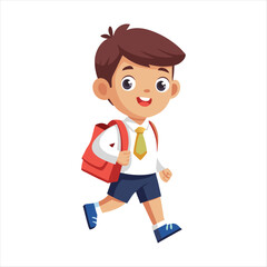 School Kid happily Going Their School Vector