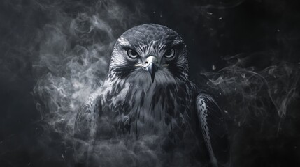 Majestic Hawk in Smoky Haze: A Dark and Powerful Image
