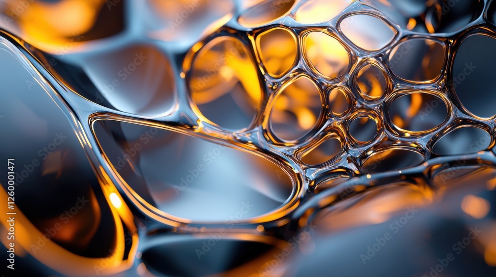 Poster mesmerizing bubble patterns in glossy glistening fluid abstract background
