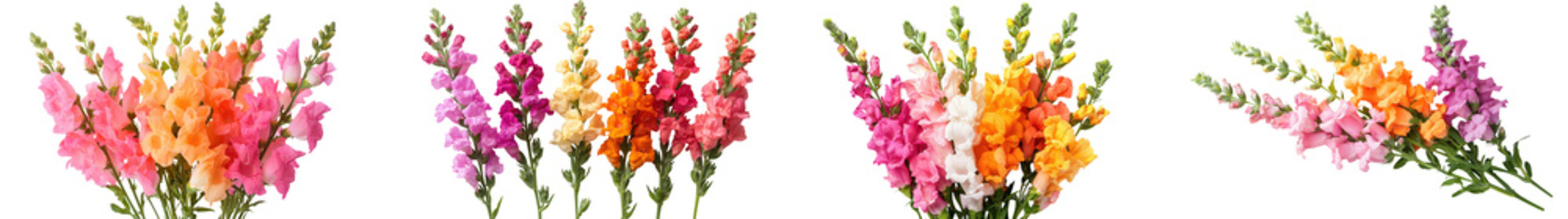Closeup view of a beautiful full bloom floral bouquet featuring a vibrant mix of colorful flowers including roses snapdragons and other blooms arranged in a natural organic composition against a soft