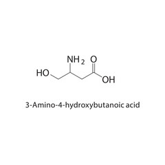 3-Amino-4-hydroxybutanoic acid skeletal structure.Aminobutanoic acid derivative compound schematic illustration. Simple diagram, chemical structure.