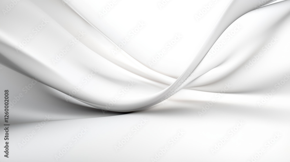 Poster smooth white fabric waves create serene and elegant atmosphere. soft curves and gentle flow evoke se
