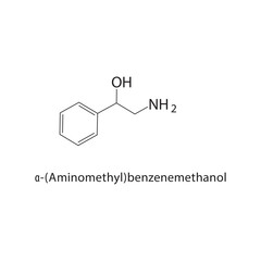 α-(Aminomethyl)- benzenemethanol skeletal structure.Amino alcohol compound schematic illustration. Simple diagram, chemical structure.