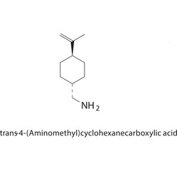 trans-4-(Aminomethyl)- cyclohexanecarboxylic acid skeletal structure.Cyclohexanecarboxylic acid compound schematic illustration. Simple diagram, chemical structure.