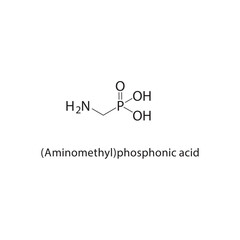 (Aminomethyl)phosphonic acid skeletal structure.Phosphonic acid compound schematic illustration. Simple diagram, chemical structure.