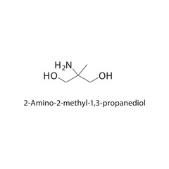 2-Amino-2-methyl-1,3- propanediol skeletal structure.Amino alcohol compound schematic illustration. Simple diagram, chemical structure.