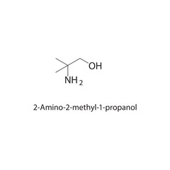 2-Amino-2-methyl-1-propanol skeletal structure.Amino alcohol compound schematic illustration. Simple diagram, chemical structure.