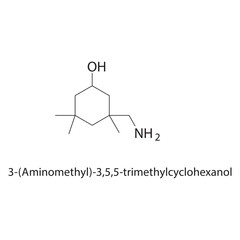 3-(Aminomethyl)-3,5,5- trimethylcyclohexanol skeletal structure.Cyclohexanol derivative compound schematic illustration. Simple diagram, chemical structure.