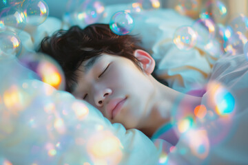 眠る男の子の顔