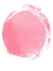 Abstract pink watercolor circle on transparent background. Soft, light pink hues with textured edges. Ideal for design elements or backgrounds