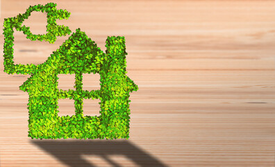 Green Home: Leafy House with Plug Symbolizing Eco-Friendly Living and Sustainable Energy Solutions