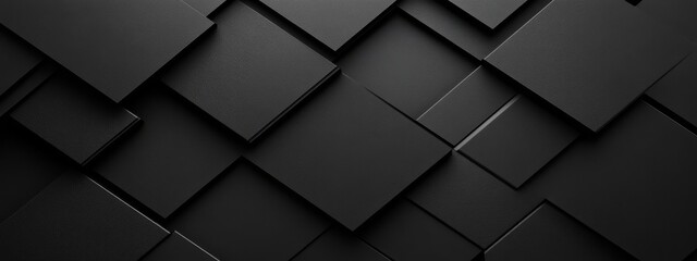 Fototapeta premium Minimalist black background with tessellating shapes for design, banner template. Featuring white space in the center of the page for text. Ideal for geometric minimalist wallpapers