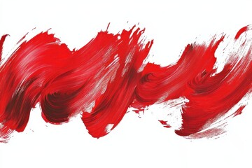 Bold red paint strokes on a clean white background
