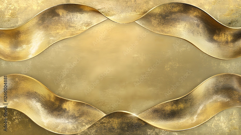 Poster abstract golden waves creating a frame with copy space inside