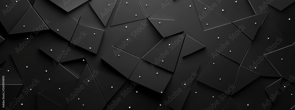 Poster geometric minimalist wallpaper with triangles and dots on a black background. ideal for modern desig