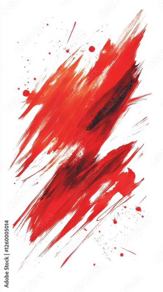 Poster abstract diagonal strokes with splatter in red and black paint