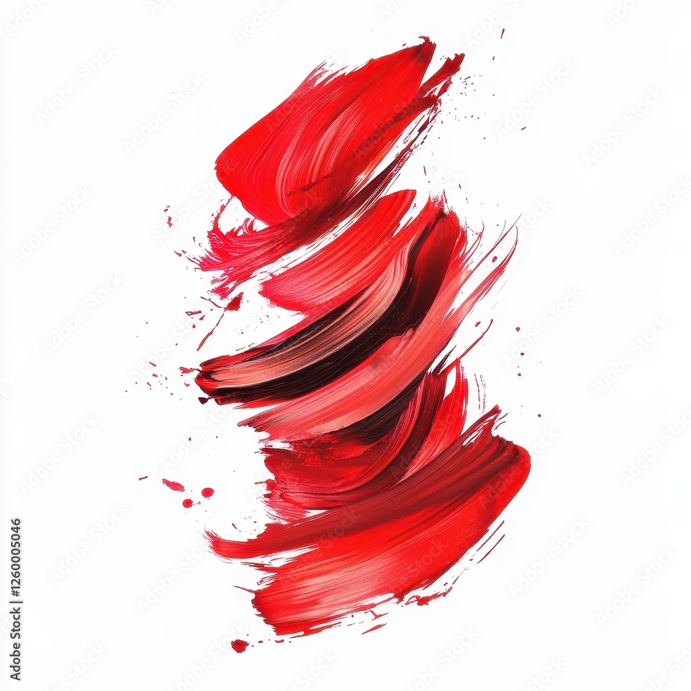Poster bold red brushstrokes create dynamic movement on white backdrop