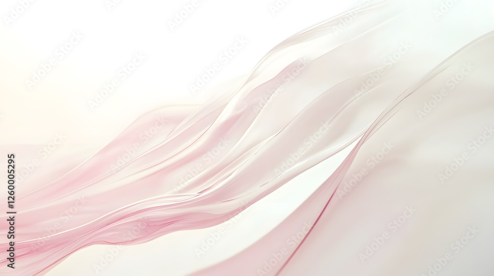 Poster abstract pink and white flowing fabric creating smooth gentle waves