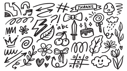 hand drawn doodle sketch element vector