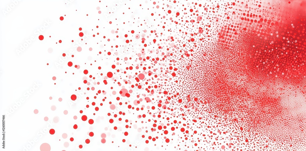 Poster red dots are dispersed across a white patterned background