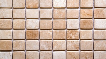 Obraz premium Textured tiled surface with various shades of beige and brown squares creating a warm decorative pattern