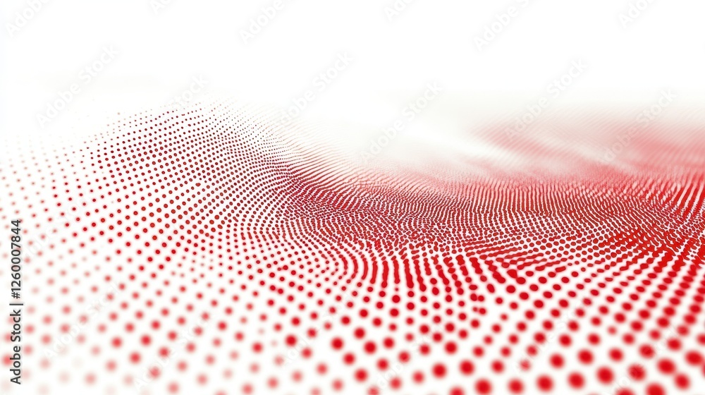 Poster red dots form an undulating surface on a white background