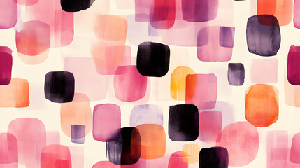 Abstract Watercolor Shapes: Pink, Orange, Purple Hues