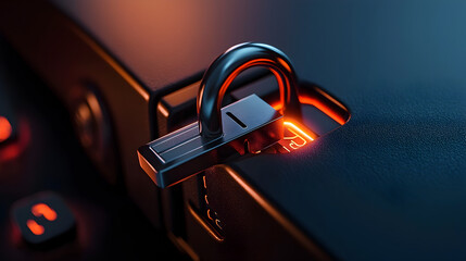 glowing digital lock being picked with conceptual futuristic design