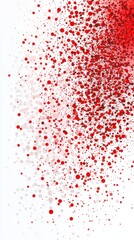 Red dots and splatters fade across a white background