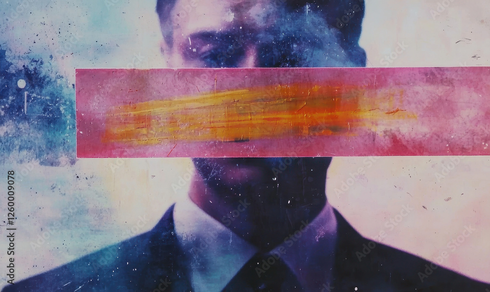 Poster exploring identity: a colorful abstract portrait representing modern emotional expression and the es
