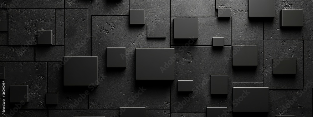 Poster minimalist black squares and lines on a dark background. geometric pattern for banner template with 