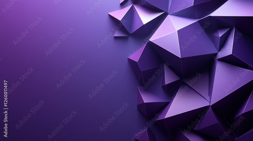 Poster abstract geometric background with purple triangular shapes and modern 3d design elements