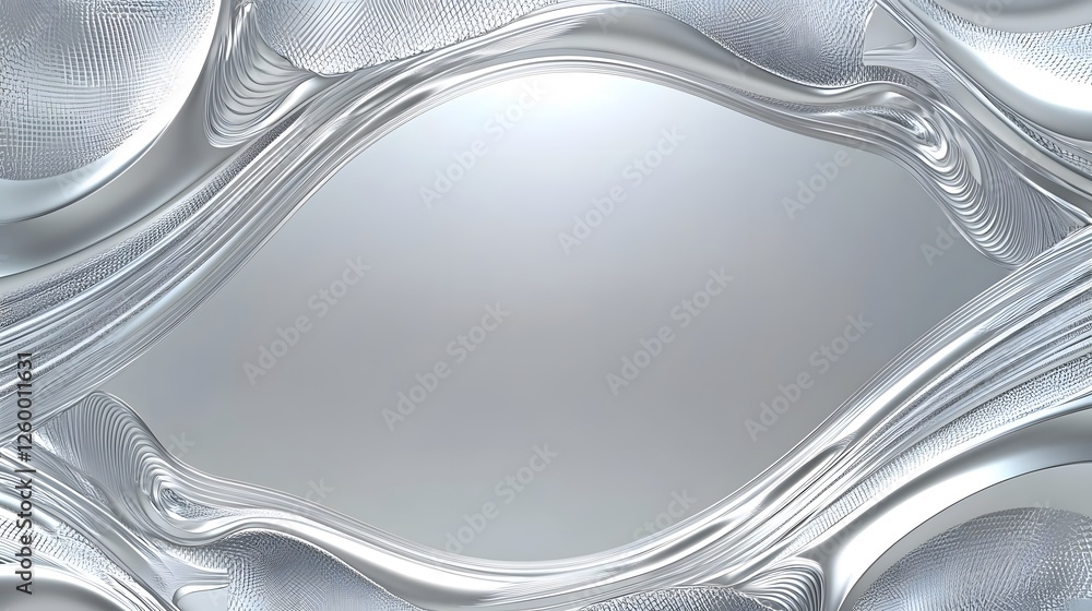 Poster abstract silver wavy texture frames a smooth gradient center