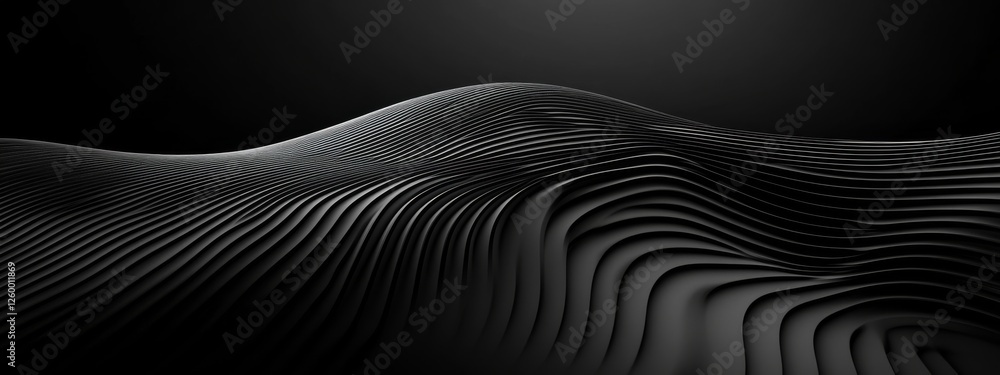 Poster minimalist lines and curves on black background with white center space for text. abstract minimalis