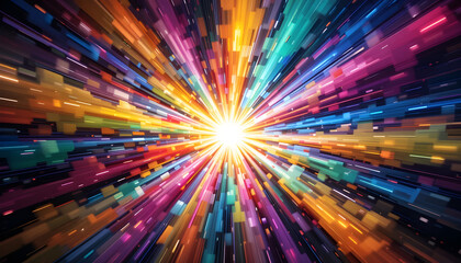 Obraz premium Radial Abstract Background Showcasing a Supernova-Inspired Blast of Hues