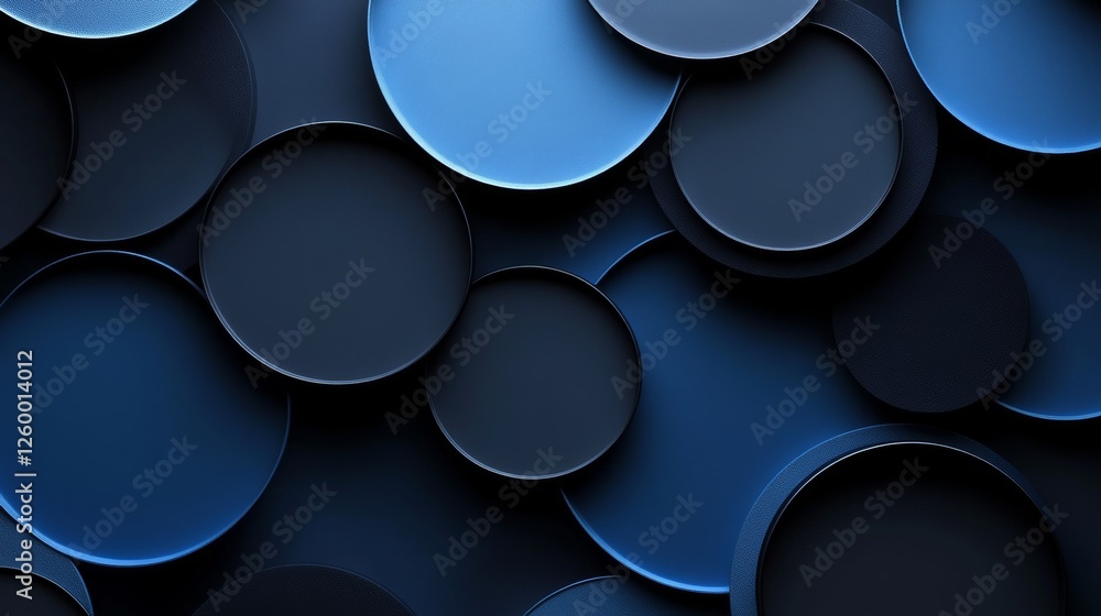 Wall mural minimalist blue background with overlapping circles for design, banner template. white space in the 